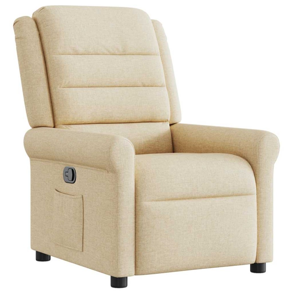 vidaXL Fotoliu rabatabil, crem, material textil