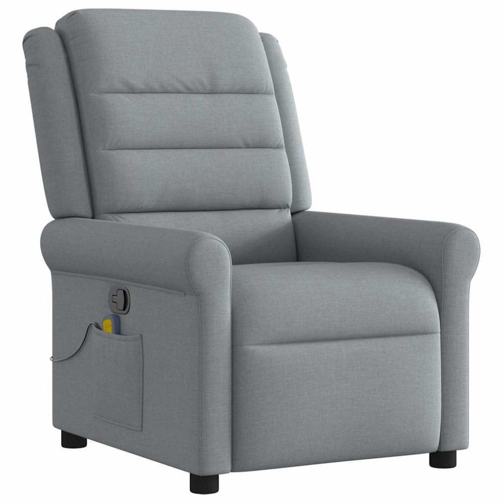 vidaXL Fotoliu de masaj rabatabil, gri deschis, textil