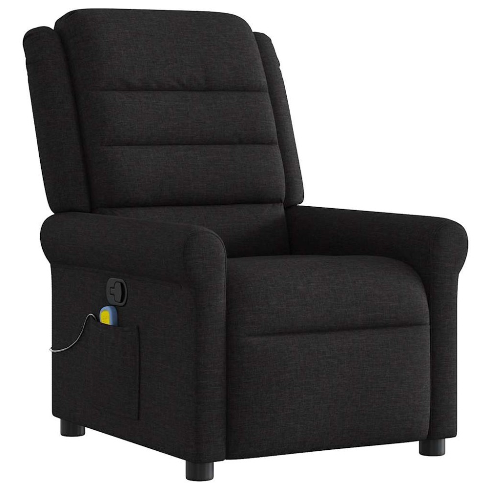 vidaXL Fotoliu de masaj rabatabil, negru, material textil
