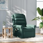 vidaXL Fotoliu de masaj rabatabil, verde închis, material textil vidaXL Fotoliu de masaj rabatabil, verde închis, material textil