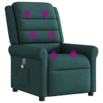 vidaXL Fotoliu de masaj rabatabil, verde închis, material textil vidaXL Fotoliu de masaj rabatabil, verde închis, material textil