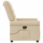 vidaXL Fotoliu rabatabil de masaj, crem, material textil