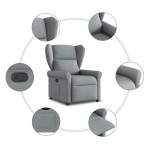 vidaXL Fotoliu rabatabil, gri deschis, material textil