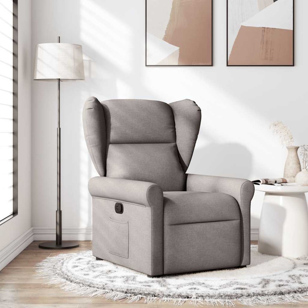 vidaXL Fotoliu rabatabil, gri taupe, material textil