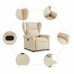 vidaXL Fotoliu rabatabil, crem, material textil