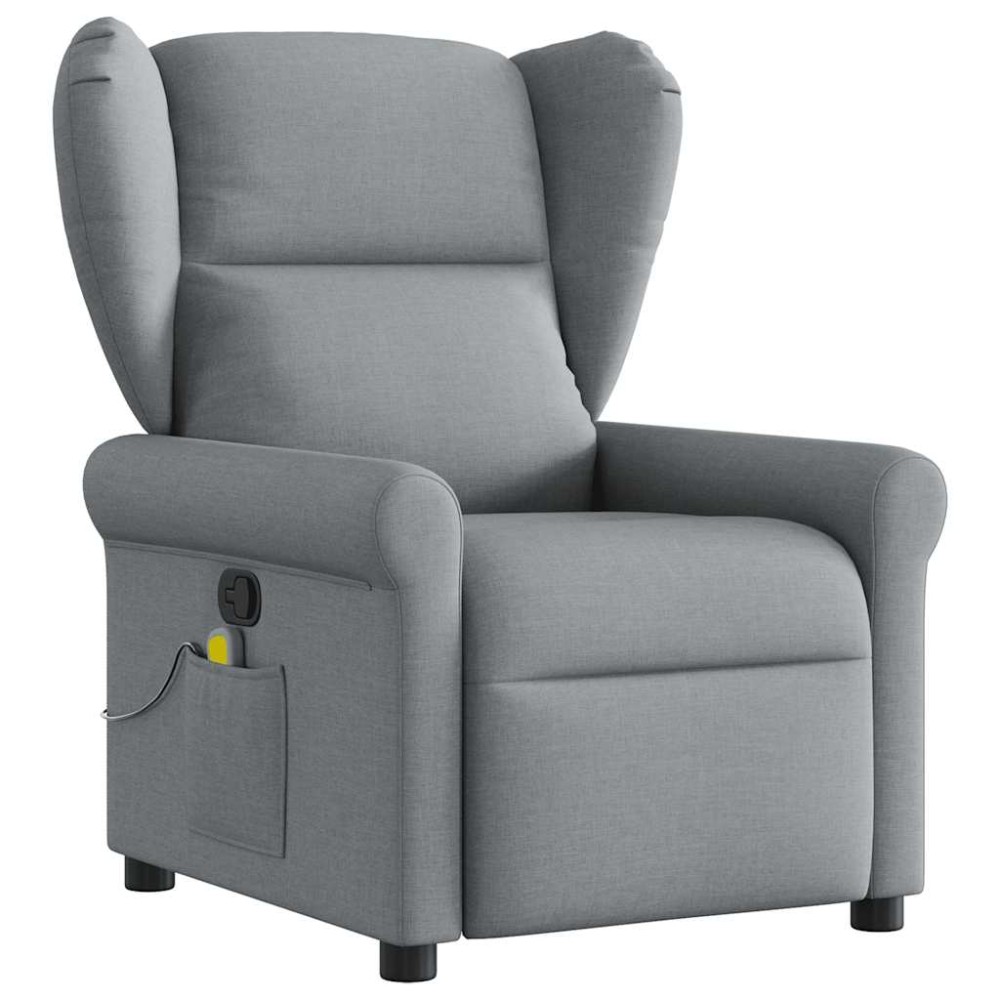 vidaXL Fotoliu de masaj rabatabil, gri deschis, textil
