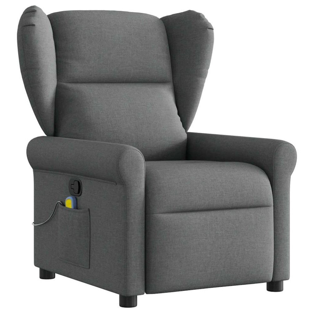 vidaXL Fotoliu de masaj rabatabil, gri închis, material textil