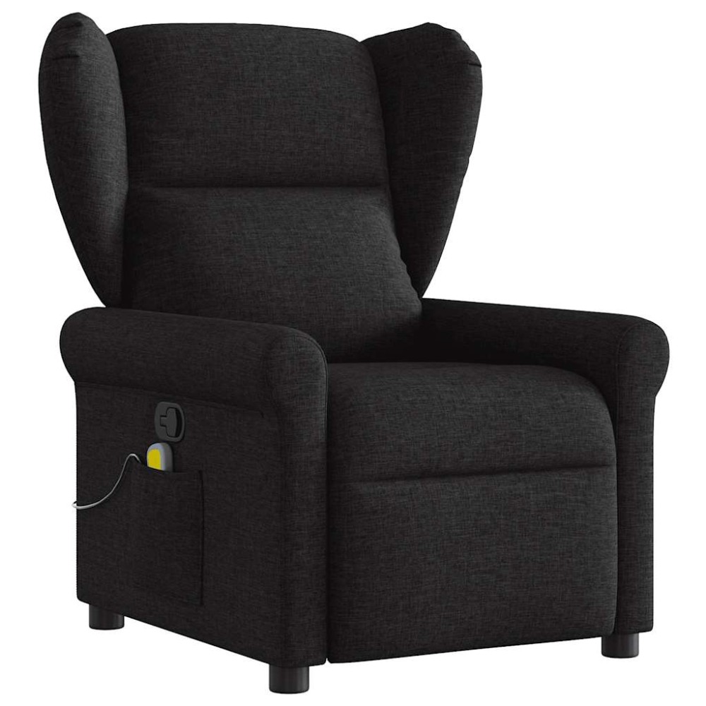 vidaXL Fotoliu de masaj rabatabil, negru, material textil