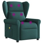 vidaXL Fotoliu de masaj rabatabil, verde închis, material textil vidaXL Fotoliu de masaj rabatabil, verde închis, material textil