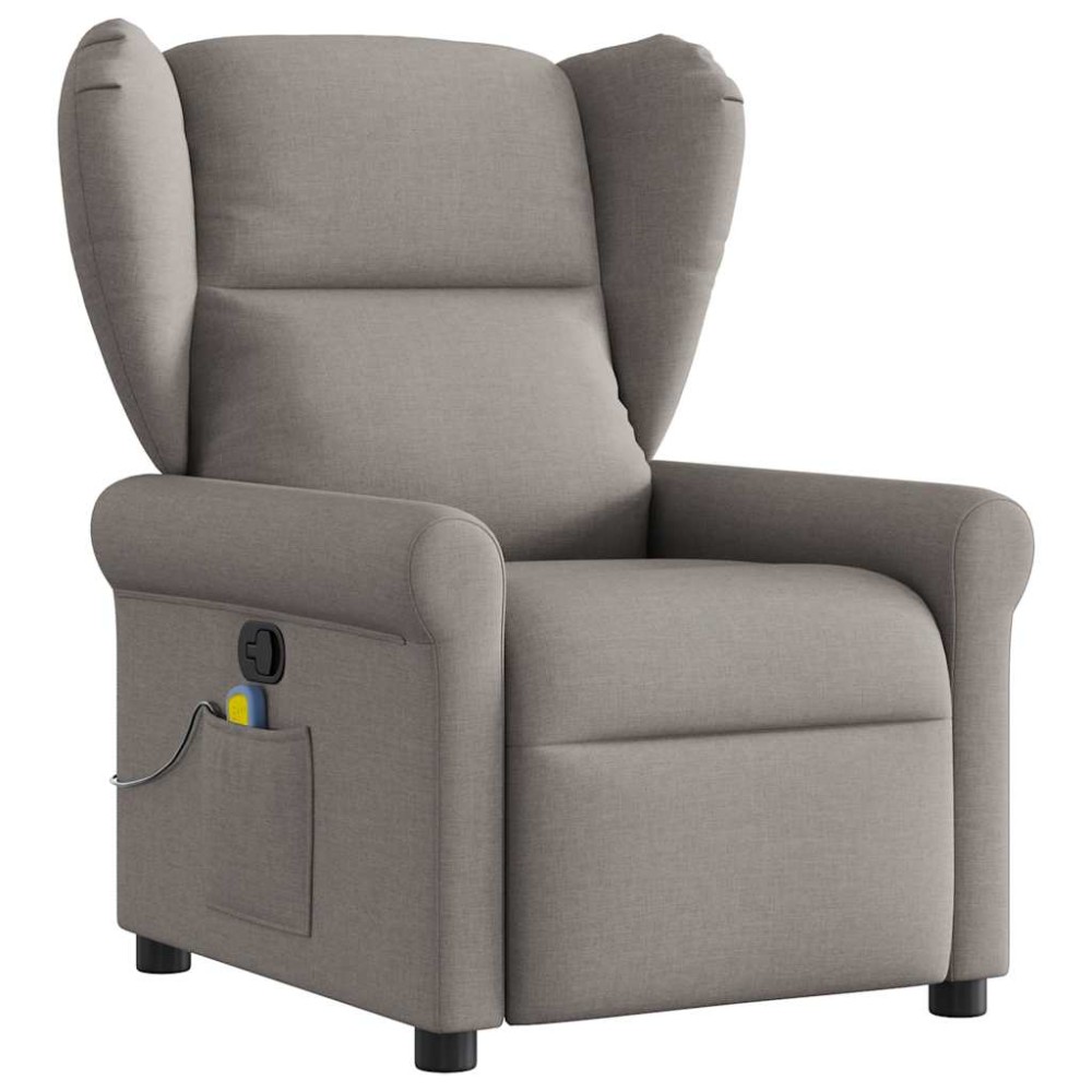 vidaXL Fotoliu de masaj rabatabil, gri taupe, material textil