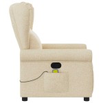 vidaXL Fotoliu rabatabil de masaj, crem, material textil