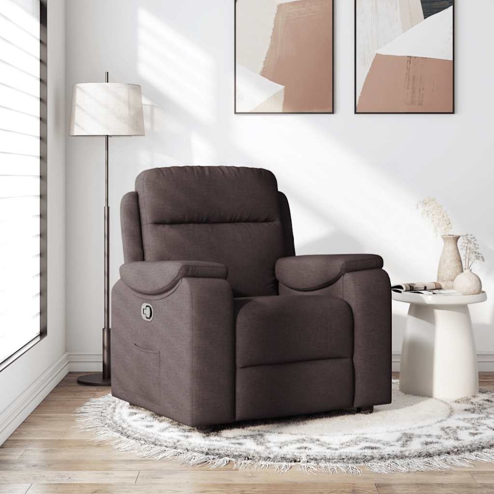 vidaXL Fotoliu rabatabil, maro închis, material textil