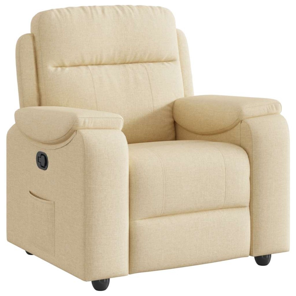 vidaXL Fotoliu rabatabil, crem, material textil