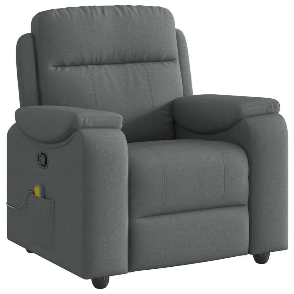 vidaXL Fotoliu de masaj rabatabil, gri închis, material textil