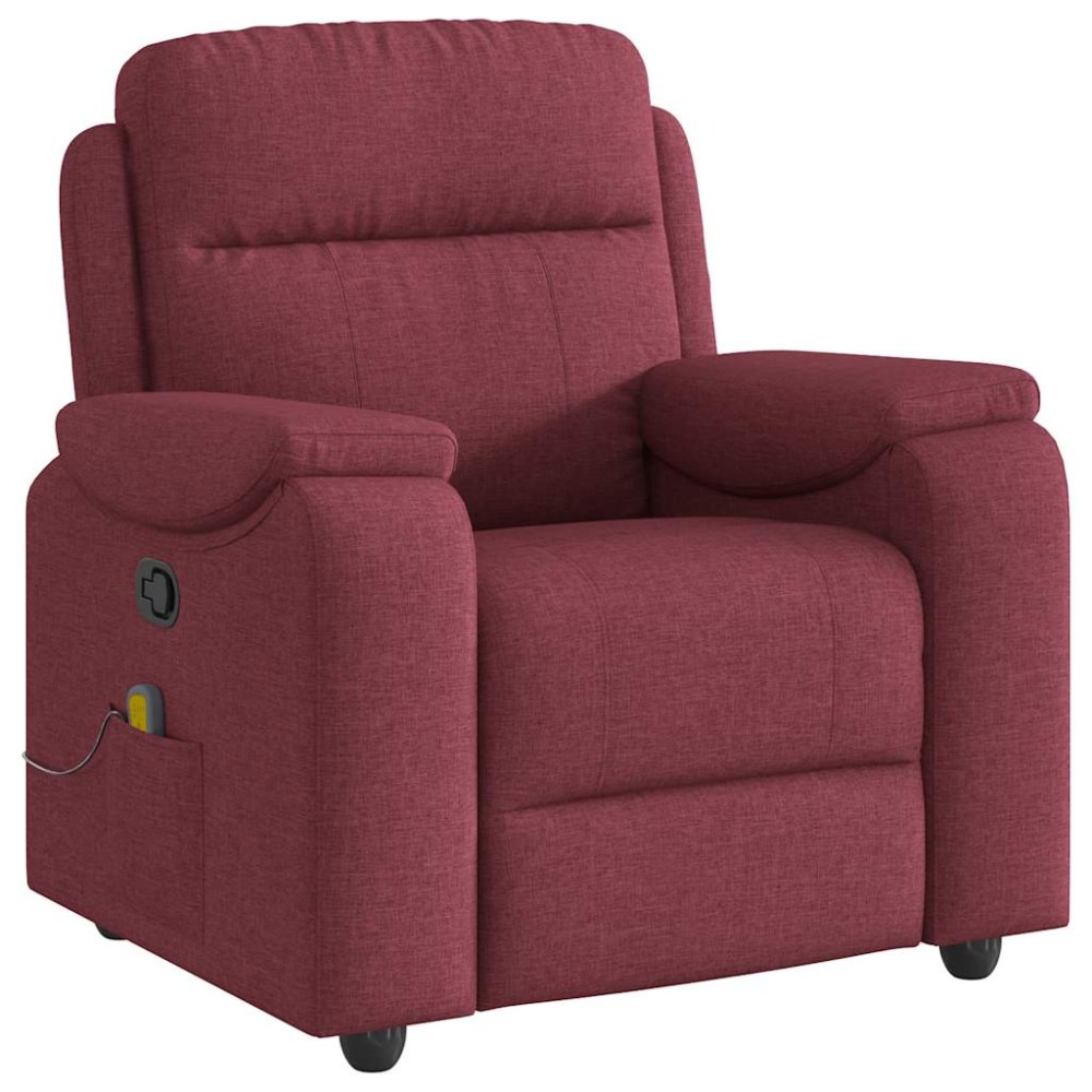 vidaXL Fotoliu de masaj rabatabil, roșu vin, material textil