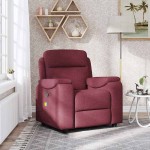 vidaXL Fotoliu de masaj rabatabil, roșu vin, material textil vidaXL Fotoliu de masaj rabatabil, roșu vin, material textil