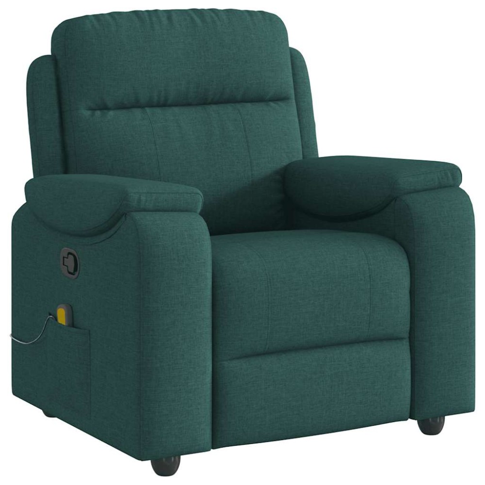 vidaXL Fotoliu de masaj rabatabil, verde închis, material textil