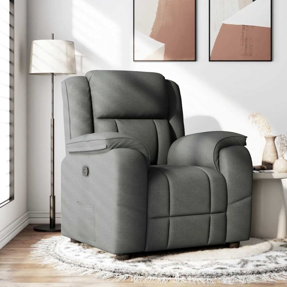 vidaXL Fotoliu rabatabil, gri închis, material textil