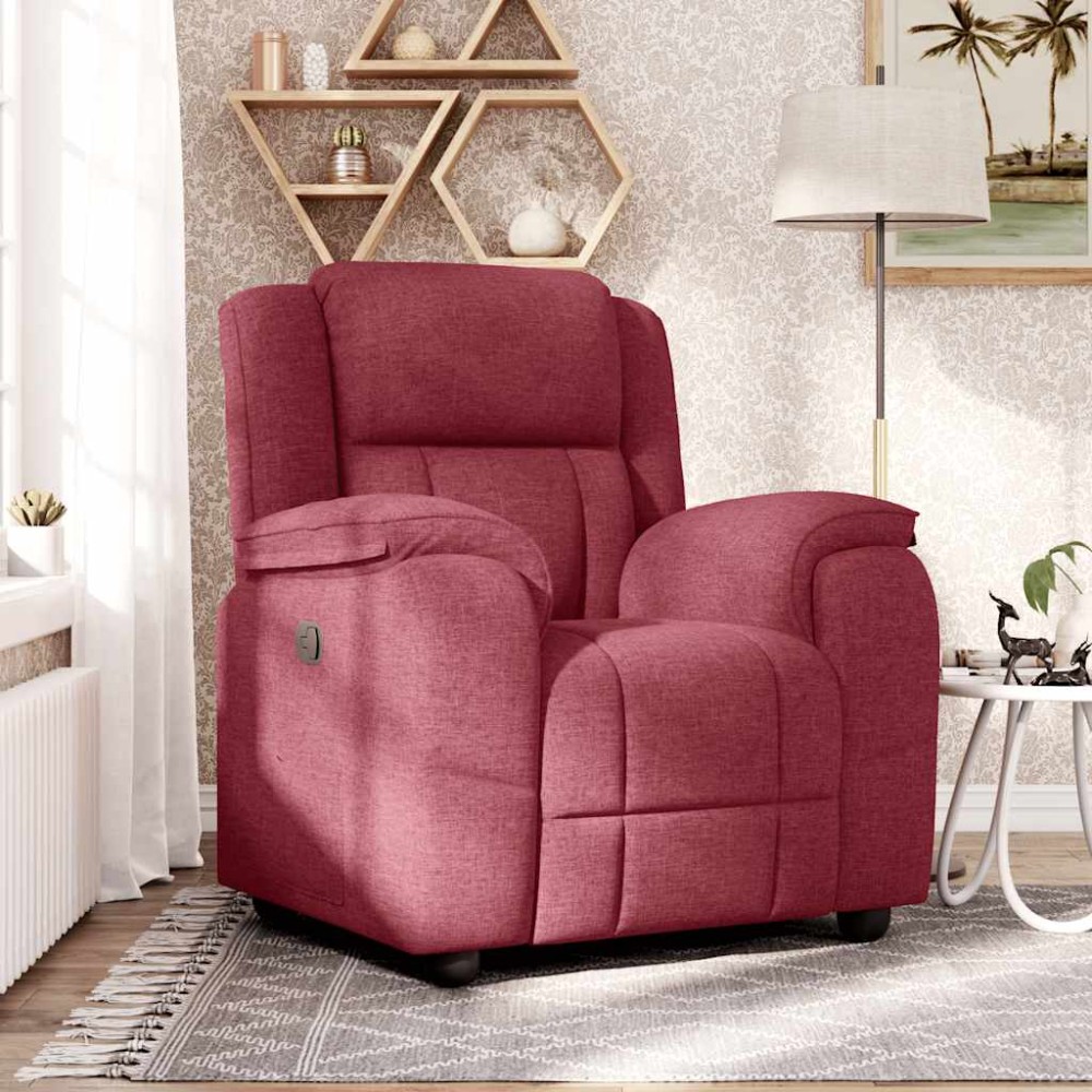 vidaXL Fotoliu rabatabil, roșu vin, material textil