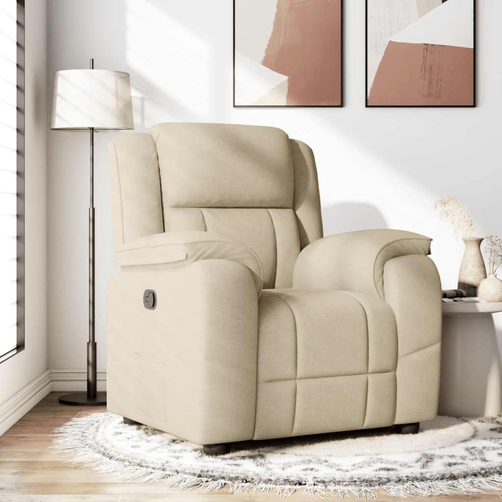 vidaXL Fotoliu rabatabil, crem, material textil