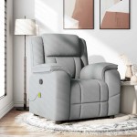 vidaXL Fotoliu de masaj rabatabil, gri deschis, textil vidaXL Fotoliu de masaj rabatabil, gri deschis, textil