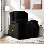 vidaXL Fotoliu de masaj rabatabil, negru, material textil vidaXL Fotoliu de masaj rabatabil, negru, material textil