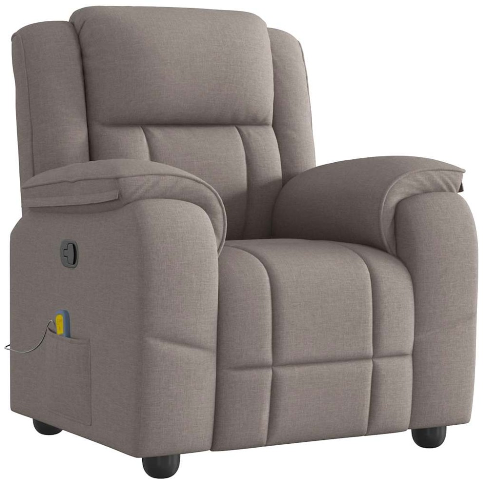 vidaXL Fotoliu de masaj rabatabil, gri taupe, material textil