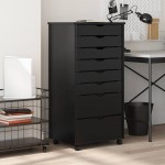 vidaXL Dulap rulant cu sertare „MOSS” din lemn masiv de pin negru vidaXL Dulap rulant cu sertare „MOSS” din lemn masiv de pin negru