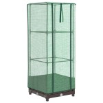 vidaXL Strat înălțat cu husă de seră, aspect ratan, 40x40x123 cm
