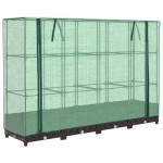 vidaXL Strat înălțat cu husă de seră, aspect ratan, 160x40x123 cm
