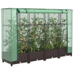 vidaXL Strat înălțat cu husă de seră, aspect ratan, 160x40x123 cm