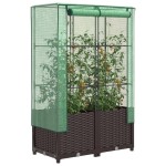 vidaXL Strat înălțat cu husă de seră, aspect ratan, 80x40x138 cm vidaXL Strat înălțat cu husă de seră, aspect ratan, 80x40x138 cm