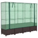 vidaXL Strat înălțat cu husă de seră, aspect ratan, 160x40x138 cm