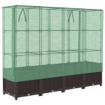 vidaXL Strat înălțat cu husă de seră, aspect ratan, 160x40x138 cm