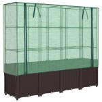 vidaXL Strat înălțat cu husă de seră, aspect ratan, 160x40x153 cm