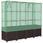 vidaXL Strat înălțat cu husă de seră, aspect ratan, 160x40x153 cm