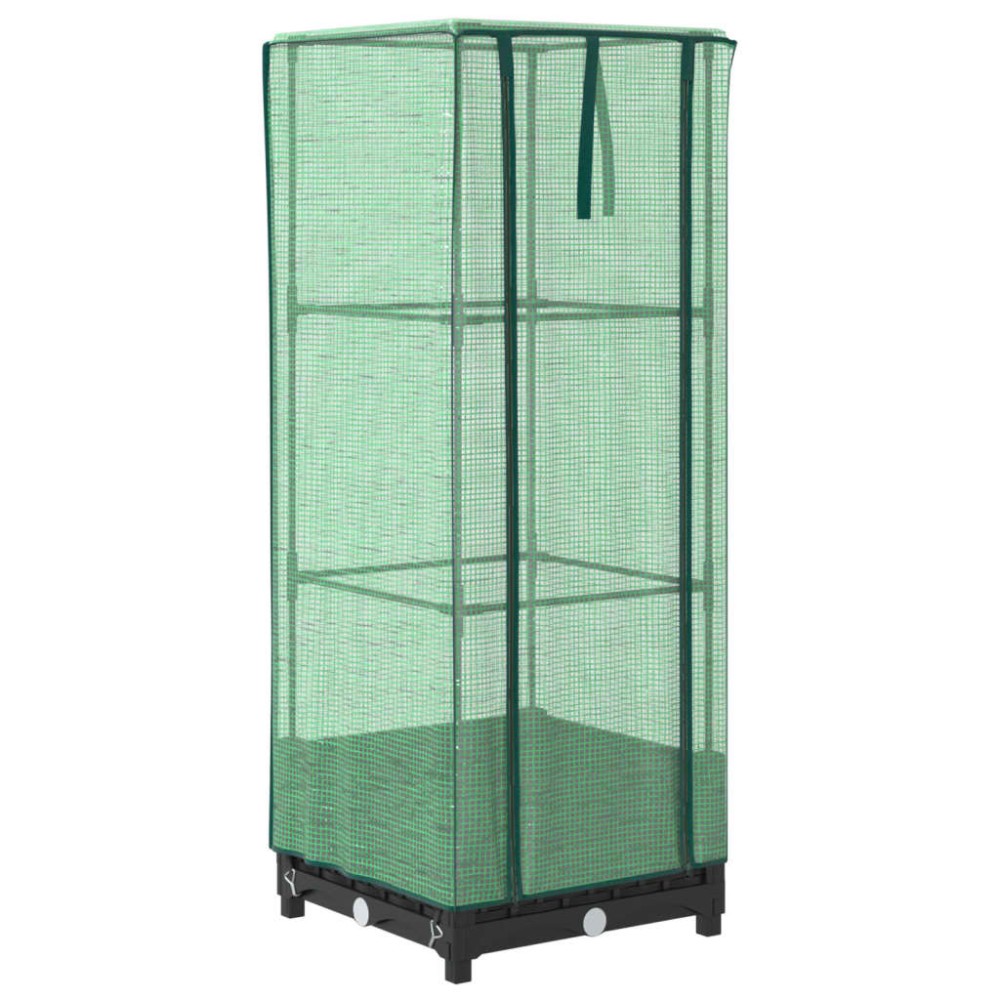 vidaXL Strat înălțat cu husă de seră, aspect ratan, 40x40x123 cm