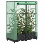 vidaXL Strat înălțat cu husă de seră, aspect ratan, 80x40x123 cm vidaXL Strat înălțat cu husă de seră, aspect ratan, 80x40x123 cm