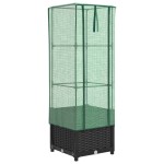 vidaXL Strat înălțat cu husă de seră, aspect ratan, 40x40x139 cm vidaXL Strat înălțat cu husă de seră, aspect ratan, 40x40x139 cm