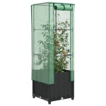 vidaXL Strat înălțat cu husă de seră, aspect ratan, 40x40x139 cm vidaXL Strat înălțat cu husă de seră, aspect ratan, 40x40x139 cm