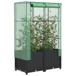 vidaXL Strat înălțat cu husă de seră, aspect ratan, 80x40x138 cm vidaXL Strat înălțat cu husă de seră, aspect ratan, 80x40x138 cm