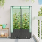 vidaXL Strat înălțat cu husă de seră, aspect ratan, 80x40x138 cm vidaXL Strat înălțat cu husă de seră, aspect ratan, 80x40x138 cm