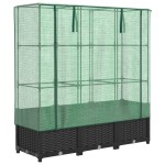 vidaXL Strat înălțat cu husă de seră, aspect ratan, 120x40x138 cm