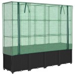 vidaXL Strat înălțat cu husă de seră, aspect ratan, 160x40x153 cm