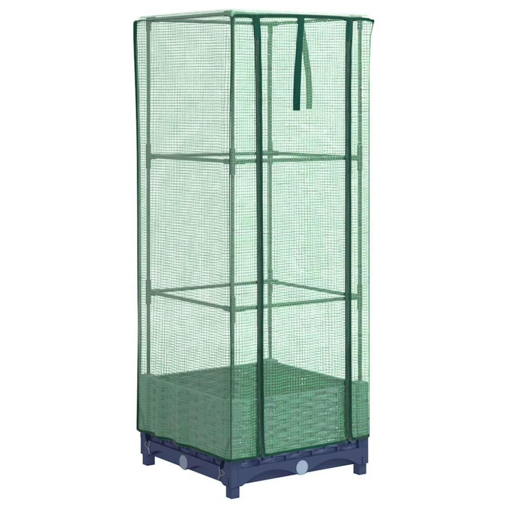 vidaXL Strat înălțat cu husă de seră, aspect ratan, 40x40x123 cm