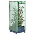 vidaXL Strat înălțat cu husă de seră, aspect ratan, 40x40x123 cm