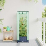 vidaXL Strat înălțat cu husă de seră, aspect ratan, 40x40x123 cm