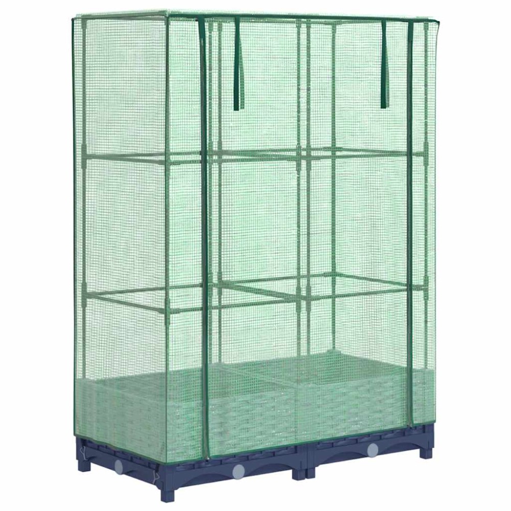 vidaXL Strat înălțat cu husă de seră, aspect ratan, 80x40x123 cm