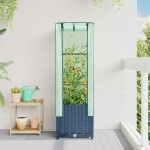 vidaXL Strat înălțat cu husă de seră, aspect ratan, 40x40x139 cm vidaXL Strat înălțat cu husă de seră, aspect ratan, 40x40x139 cm
