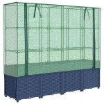 vidaXL Strat înălțat cu husă de seră, aspect ratan, 160x40x153 cm